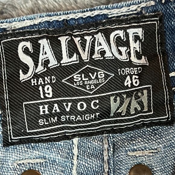 Salvage Jeans Mens 27S Blue Denim Havoc Slim Straight Light Wash Western Cowboy - Picture 3 of 9